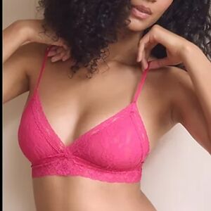 Anthropologie Lace Triangle Bralette in Vibrant Pink New Without Tags